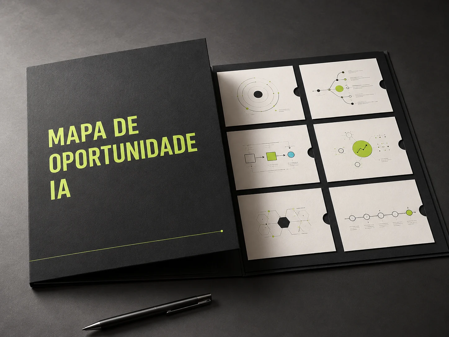 Mockup do documento personalizado Mapa de Oportunidade IA